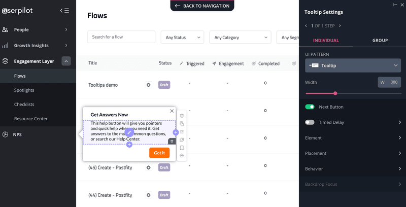 Screenshot of Userpilot customization.