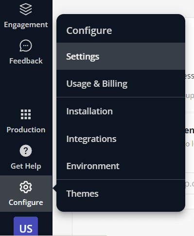Userpilot autocapture: You can find the Raw events settings in the Configure menu on the left hand side.