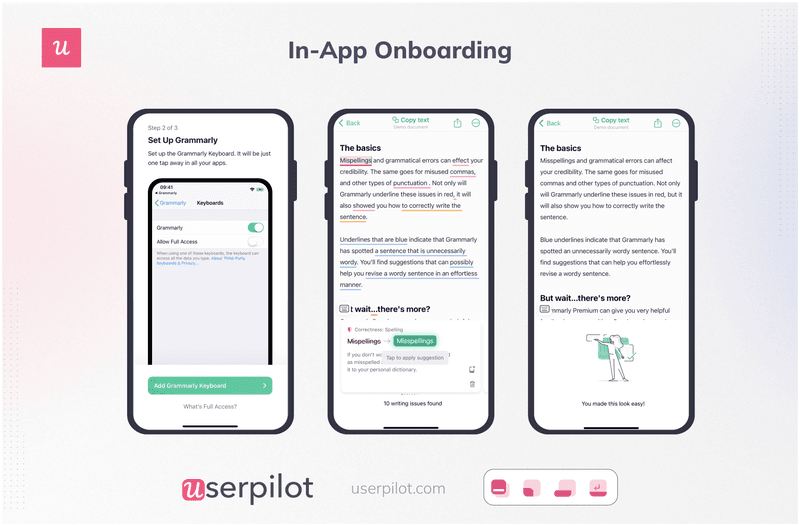 Grammarly in-app onboarding