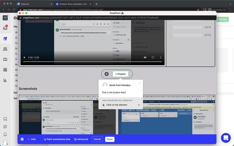 Editing a tooltip in Intercom