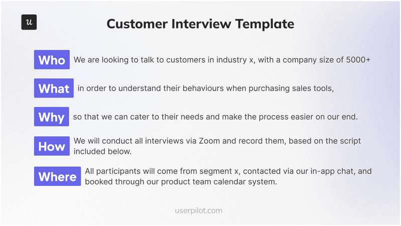 collect customer feedback: Customer interview template