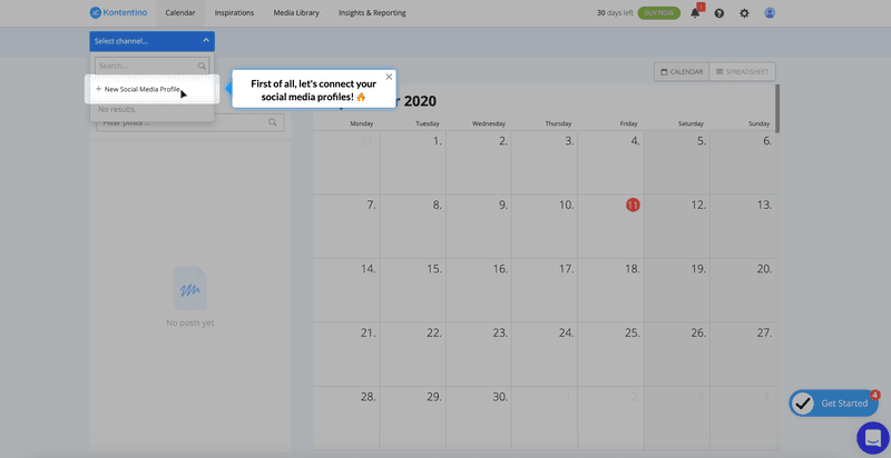 Kontentino interactive walkthrough created with Userpilot 