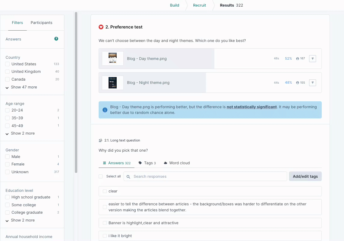 collect customer feedback: Preference test settings in Lyssna