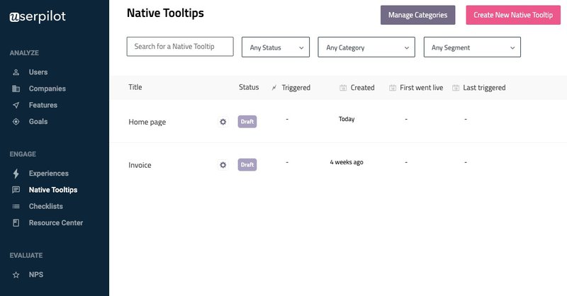 Userpilot native tooltip