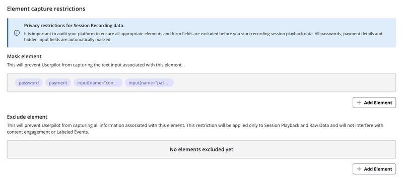 Privacy settings in Userpilot.