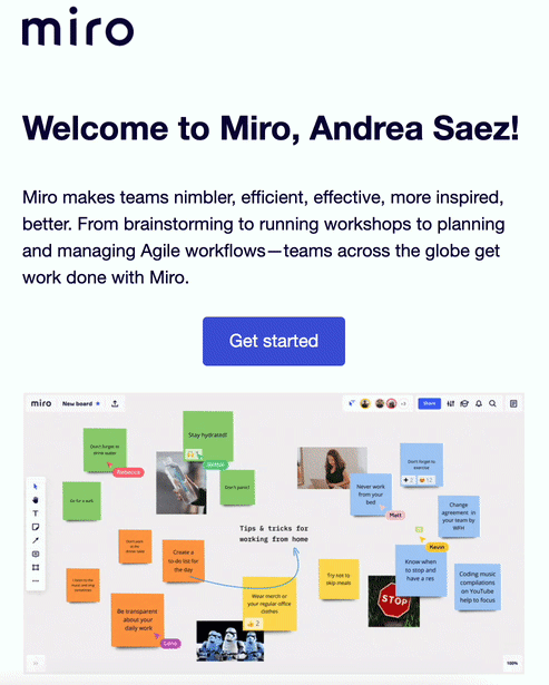 Miro onboarding email
