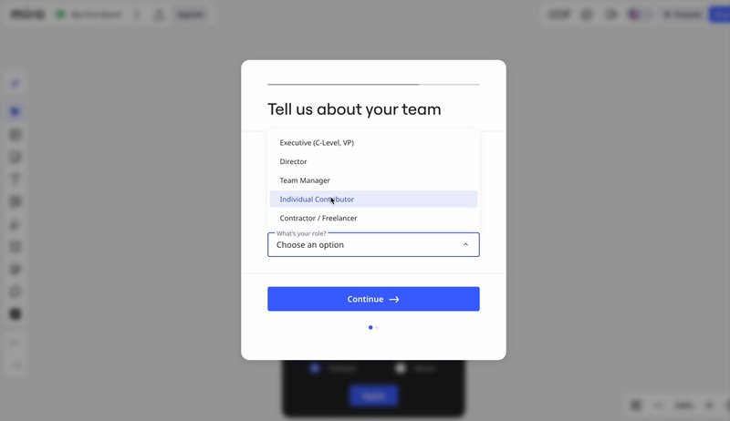 Miro's onboarding experience