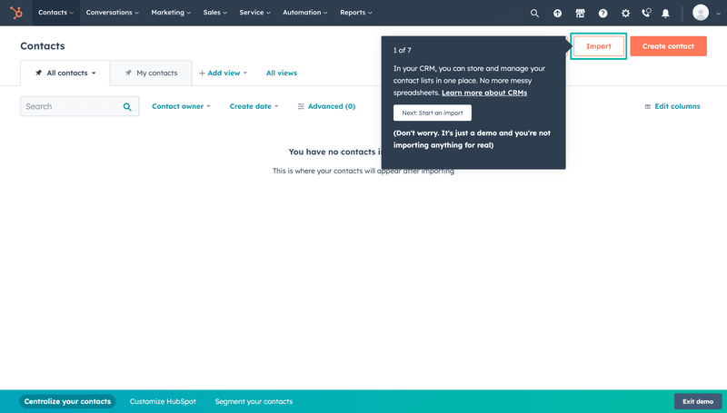 Tooltip examples: HUbspot