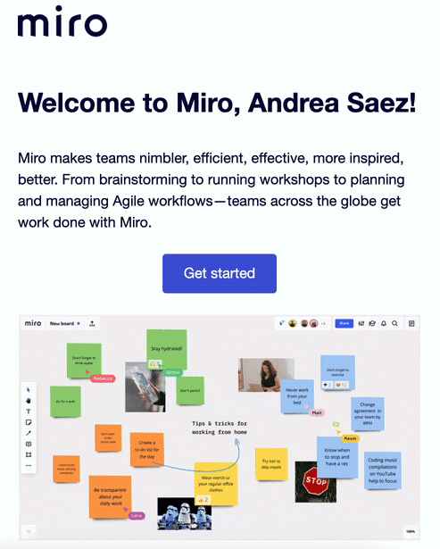 Miro's-welcome-email