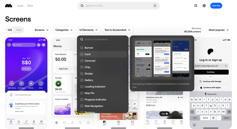 mobbin ui example source
