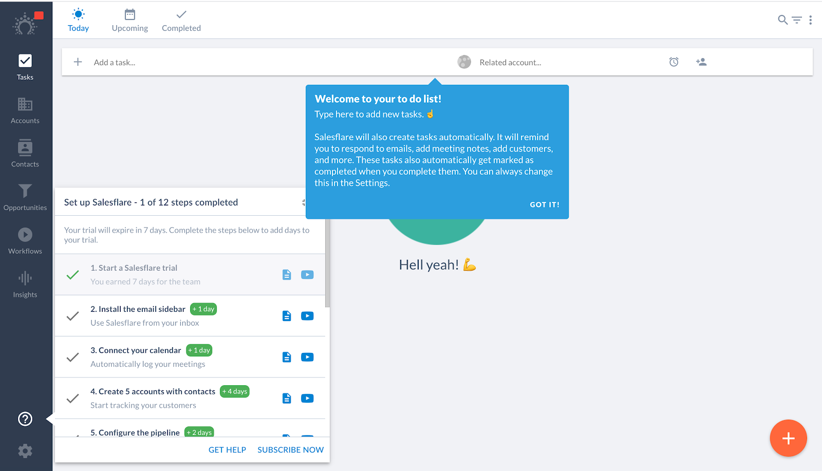 salesflare user onboarding example 5
