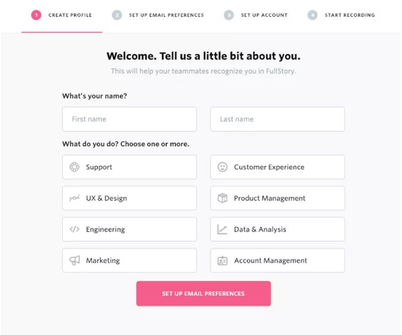Visual of friction-based signup