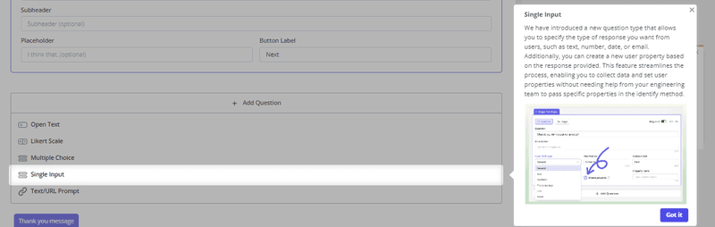 New feature announcement created using Userpilot