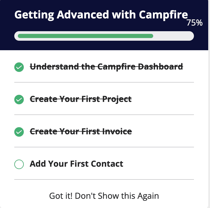 Onboarding checklist progress bar