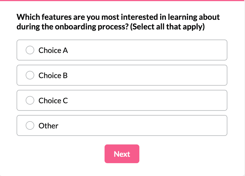 Onboarding survey multiple choice questions