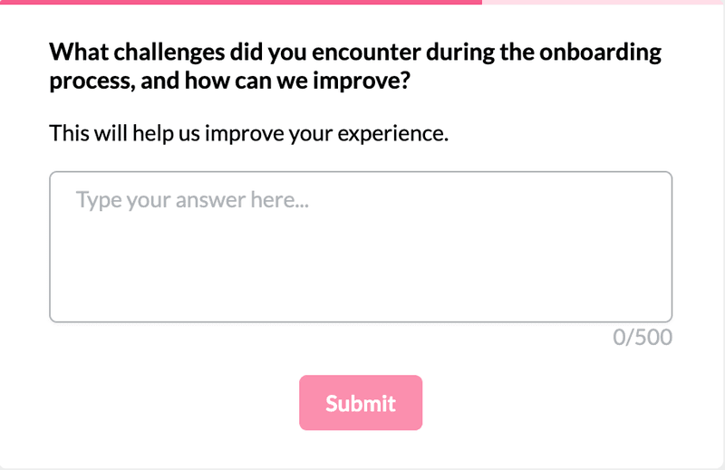 Open-ended onboarding survey question