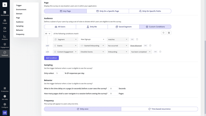 Audience settings in Userpilot
