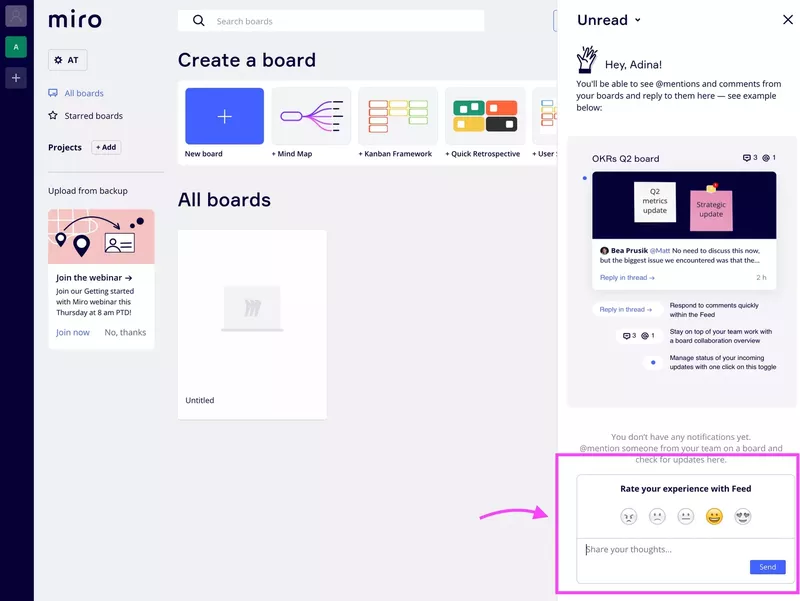 Miro feedback widget