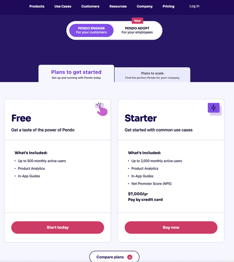 Pendo entry-level plans