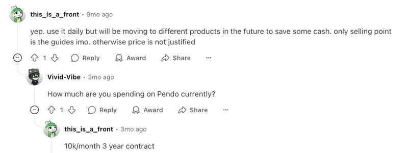 pendo pricing comments