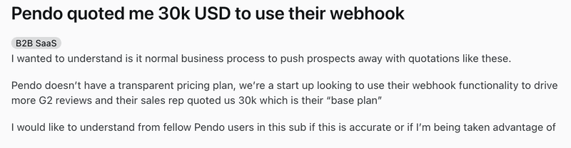 Pendo base pricing, as stated by a Redditor