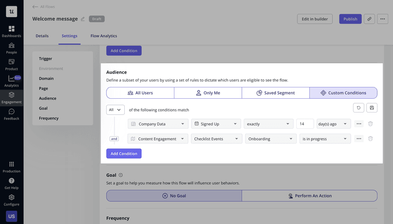 Userpilot’s segmentation enables teams to personalize their product tours for different user personas