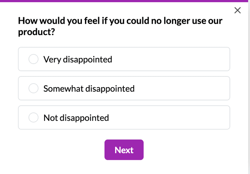 Product market fit survey created in Userpilot.