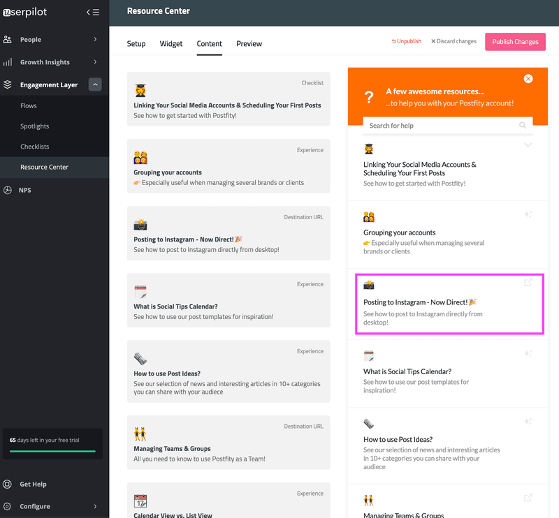 in app guide postfity