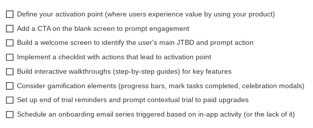 Screenshot of primary onboarding checklist