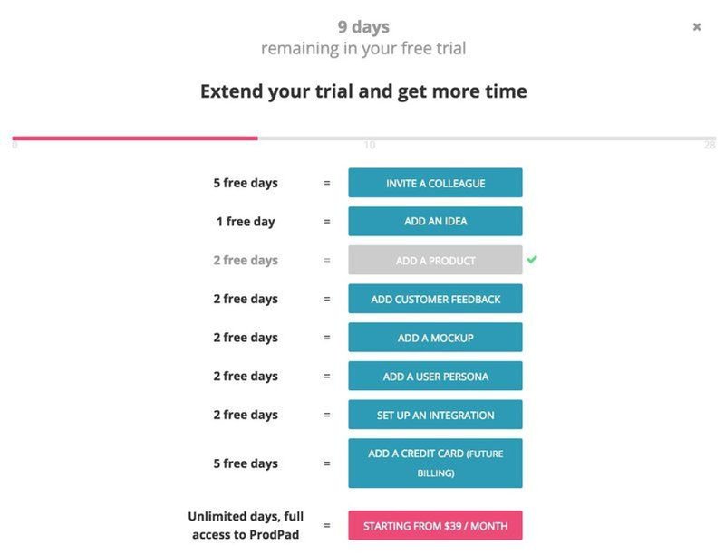 Screenshot of gamification feature