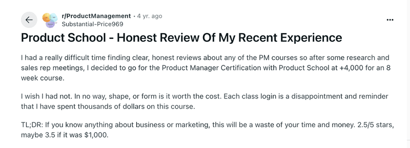 Product school review.