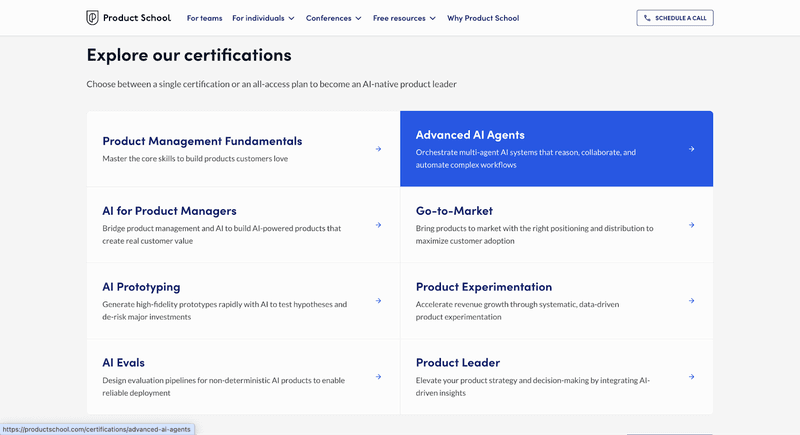 Product school certifications.