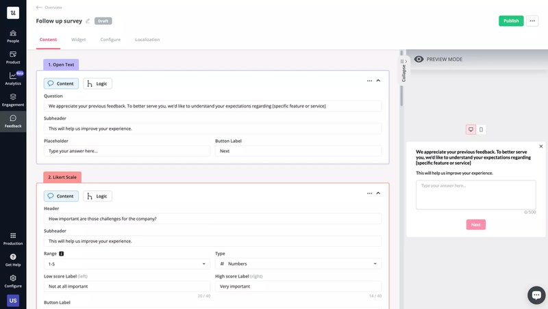 Screenshot of Userpilot interface