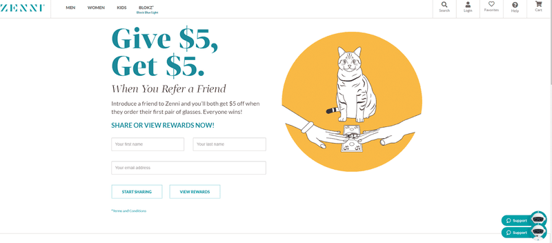 Zenni's "Give , Get " referral program.