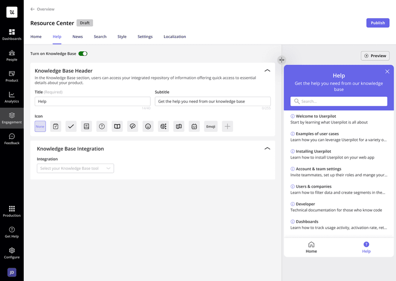 User engagement and activation best practices: Resource center in Userpilot