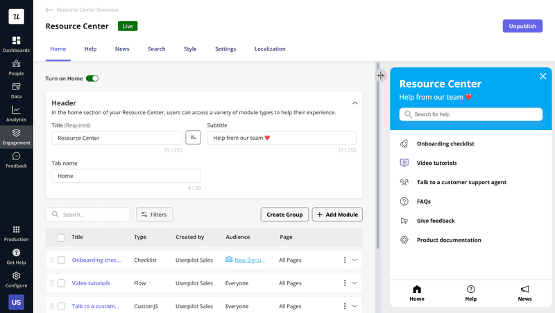Userpilot resource center