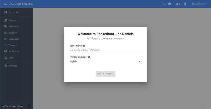 Rocketbots asking for signup information