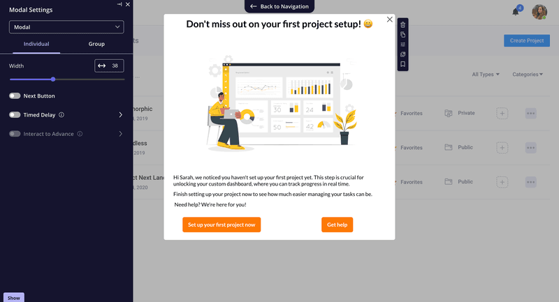 Add nudge modals in the welcome screen with Userpilot