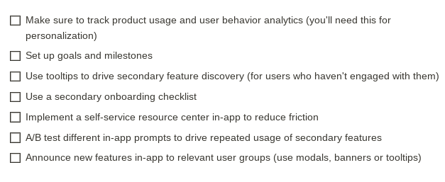 Secondary user onboarding checklist