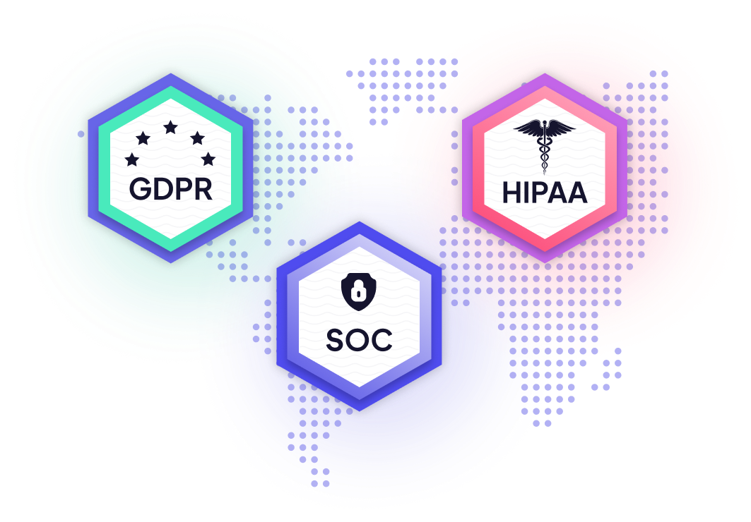 Security badges for GDPR, SOC, HIPAA