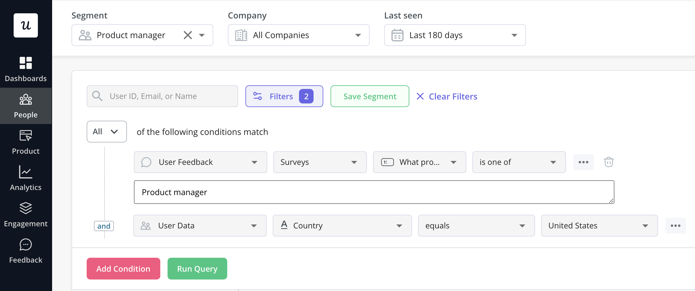 User segmentation in Userpilot.