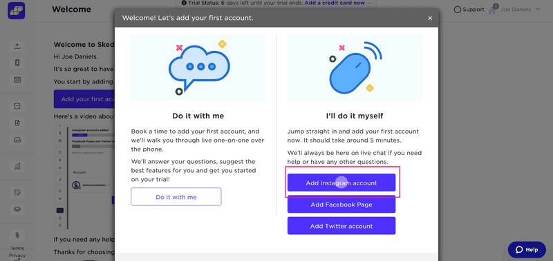 sked social's onboarding modal