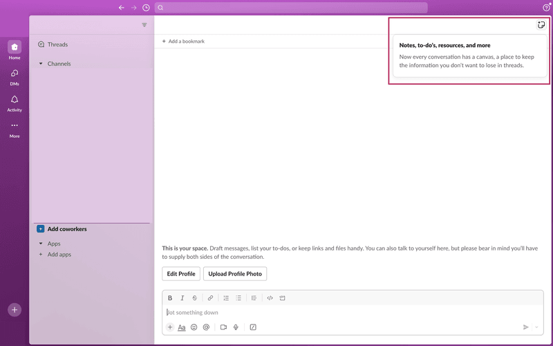 Screenshot of Slack onboarding
