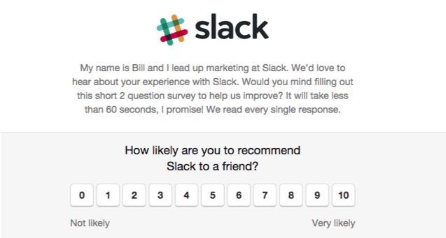 Slack adds a human touch to their NPS surveys