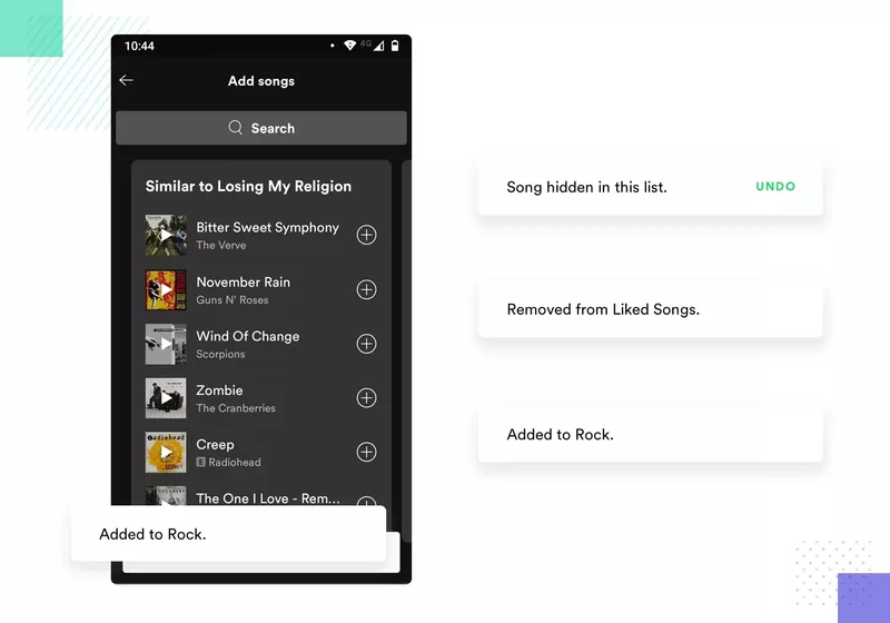 Consistent messaging is one of the features of Spotify’s good UX. Image Source: Justinmind