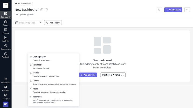 Step 3: Choose the report type for your dashboard