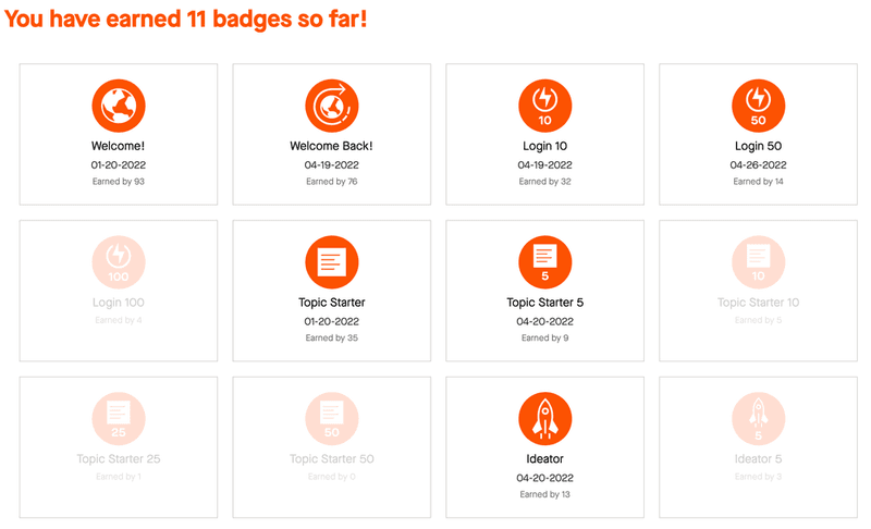 Strava badges: you can see how many badges you've earned and which ones are yet to be earned