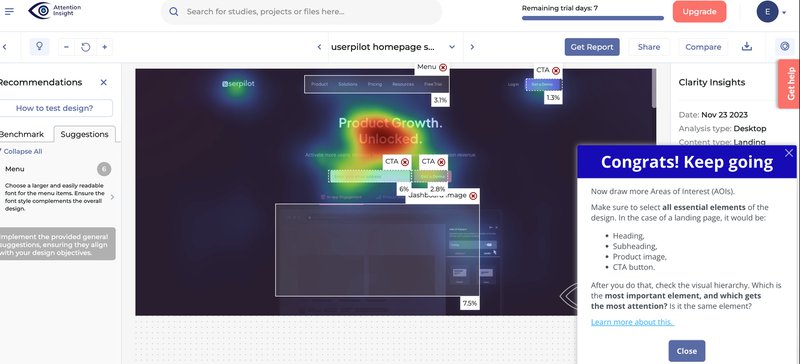 attention insights slideout - userpilot case study
