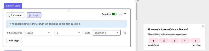 Survey question logic Userpilot 