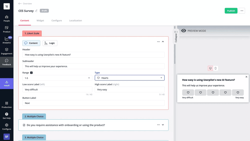 Build in-app surveys with Userpilot.